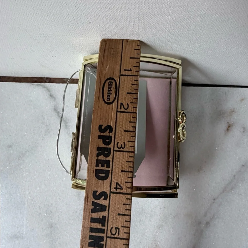 Gold trim and Glass Jewelry Box vintage style pink cushion